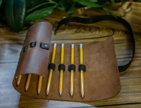 Leather artist roll | Roll Up Pencil Case with 10 slots