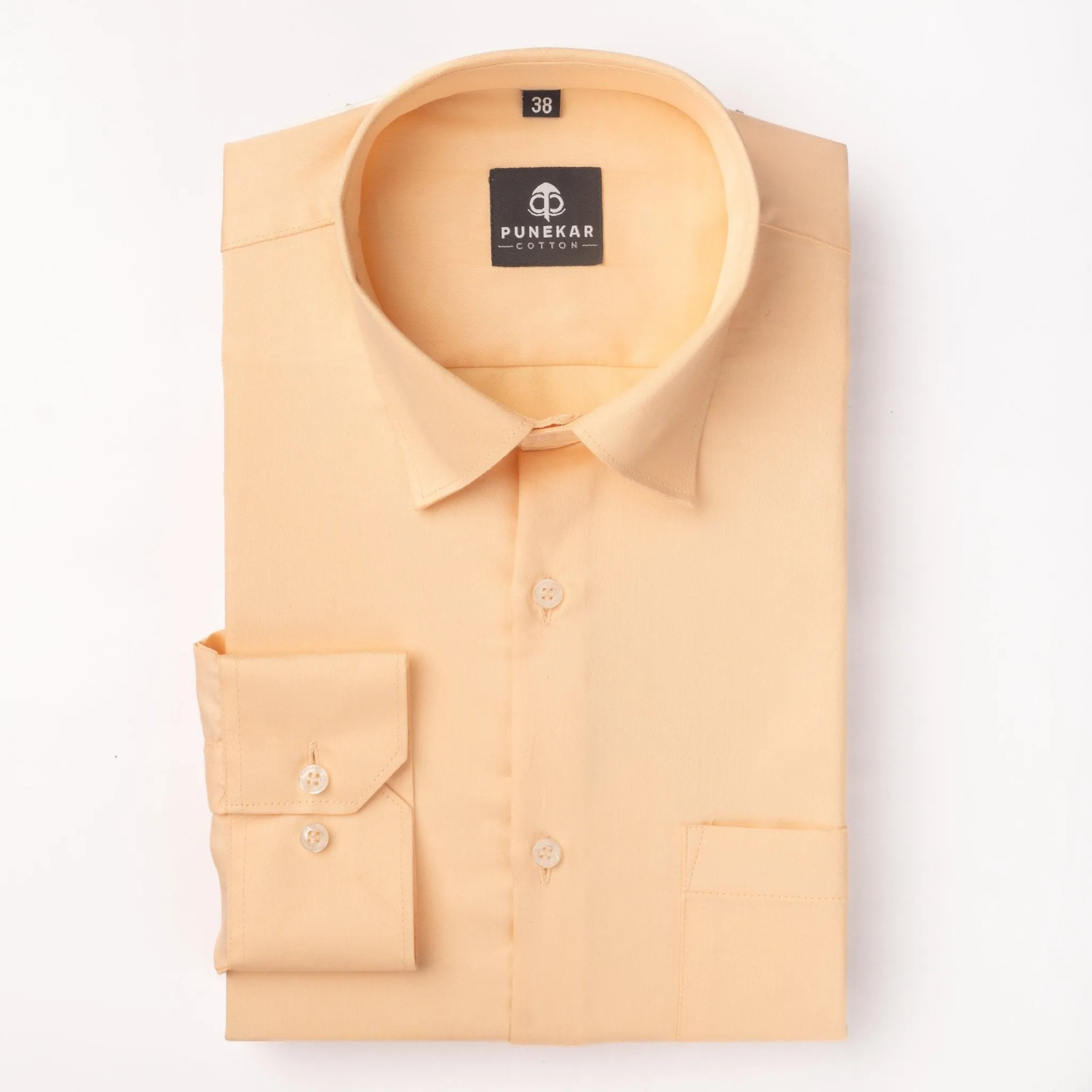 Light Orange Color Cotton Satin Shirt For Men