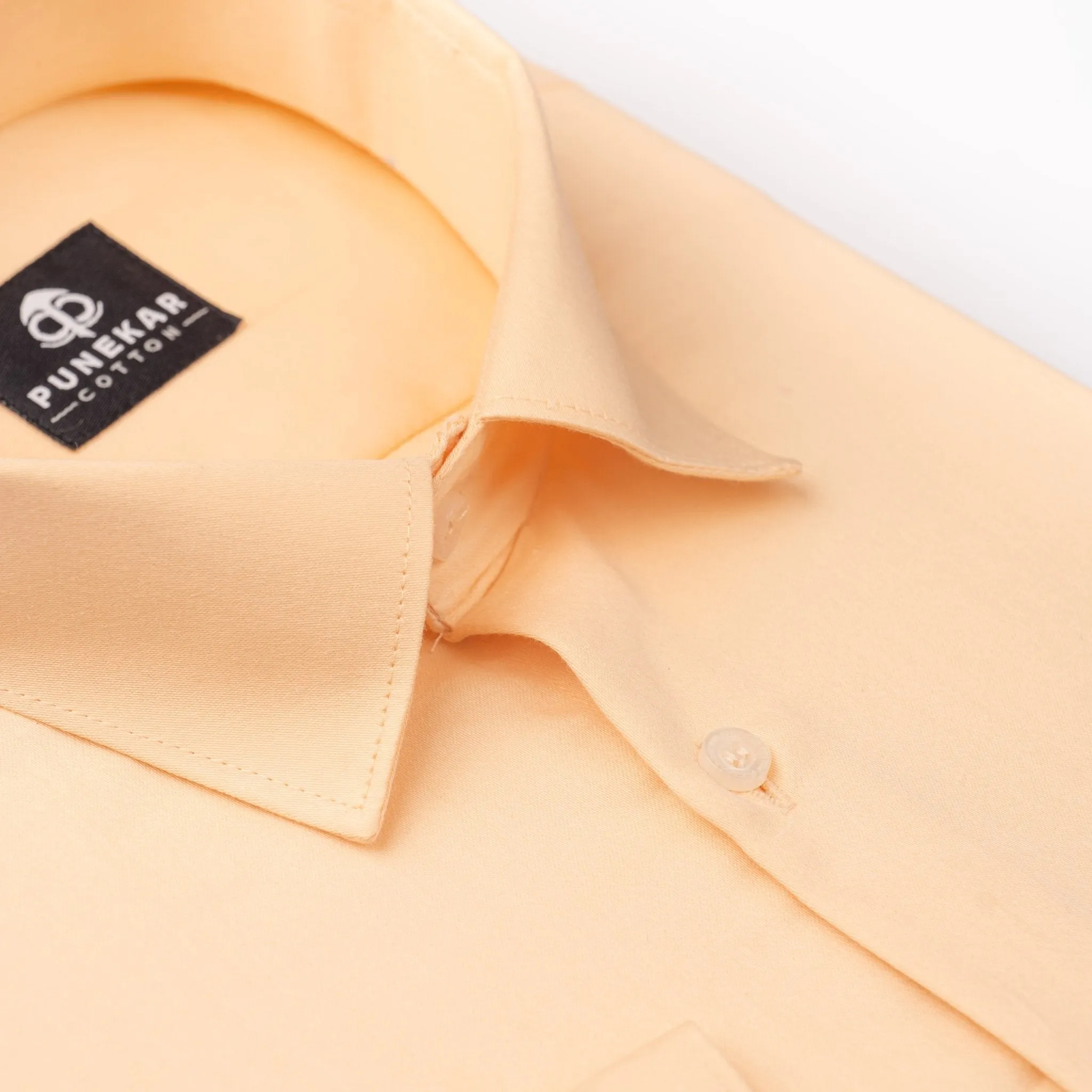 Light Orange Color Cotton Satin Shirt For Men