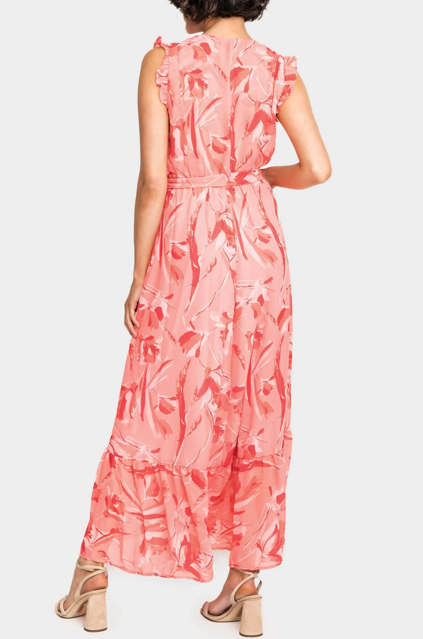 Lindsey Flutter Sleeve Flowy Wrap Maxi Dress