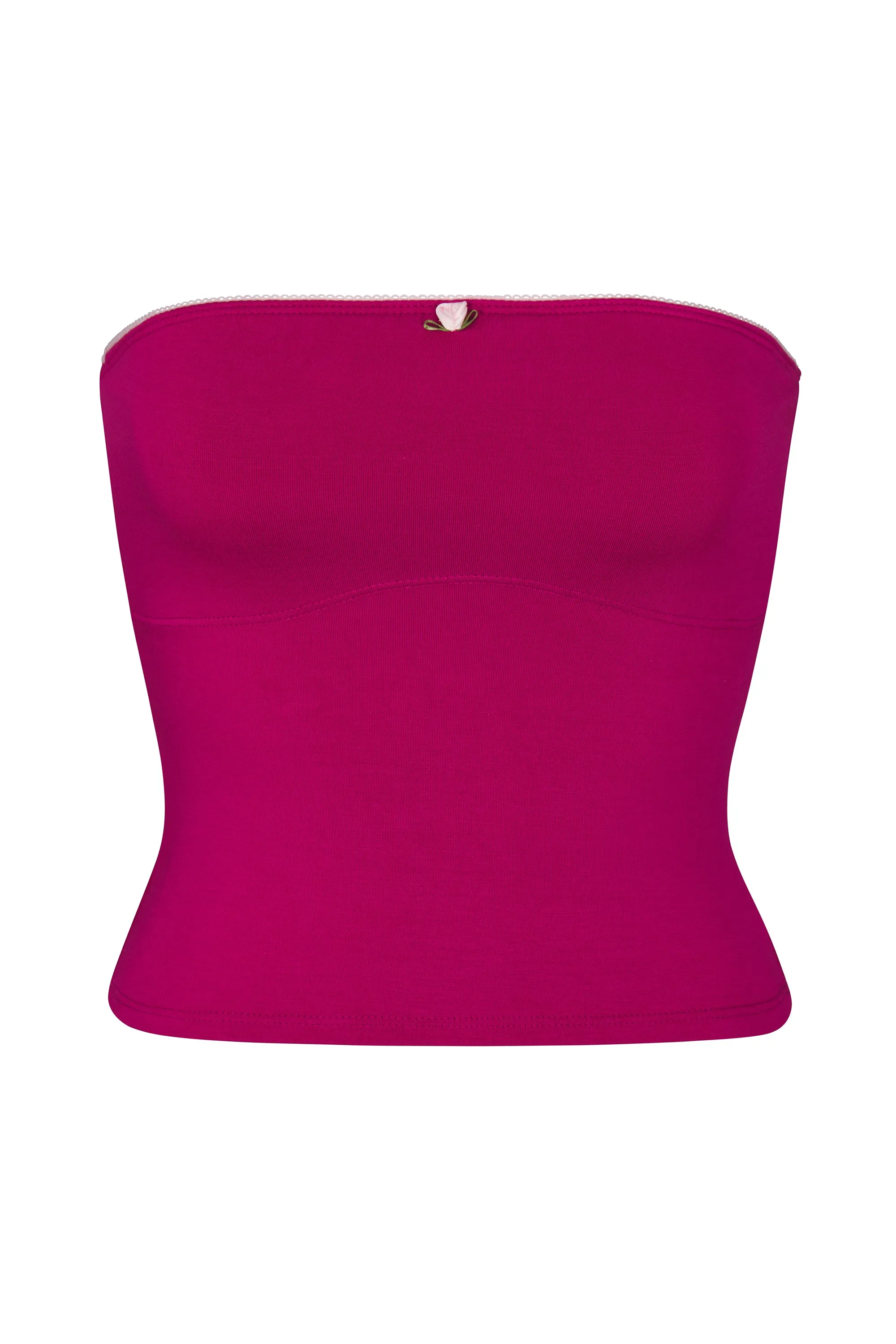 LINED CONTOUR TUBE TOP IN MAGENTA