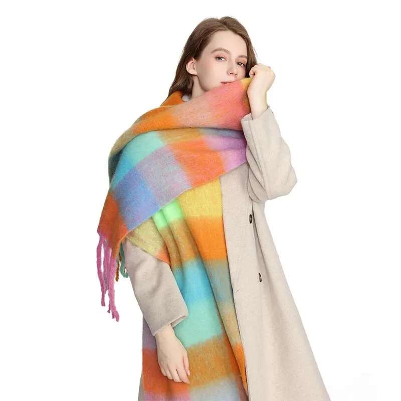 Luxury Cashmere Bright Solid Colors Women Scarf Winter Shawl and Wrap