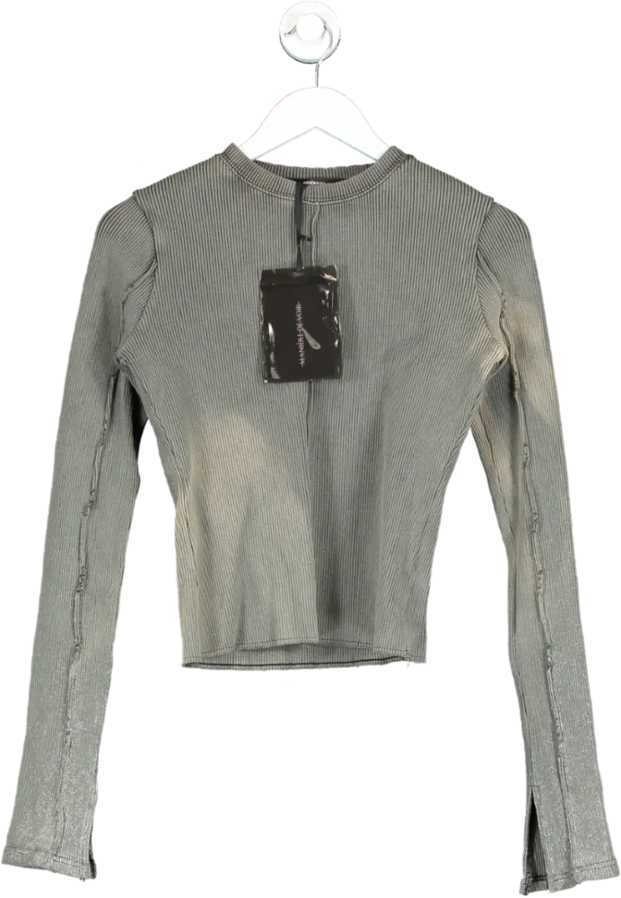 maniere de voir Grey Acid Wash Long Sleeve Top UK 10