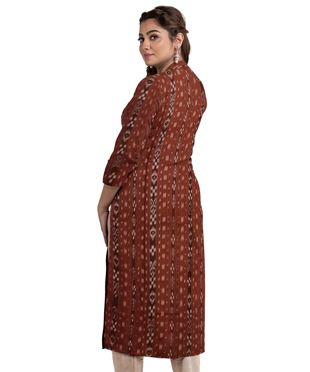 Maroon rust handwoven cotton nuapatna dress material