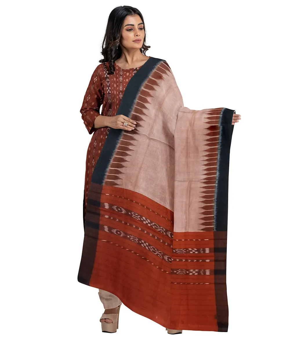 Maroon rust handwoven cotton nuapatna dress material