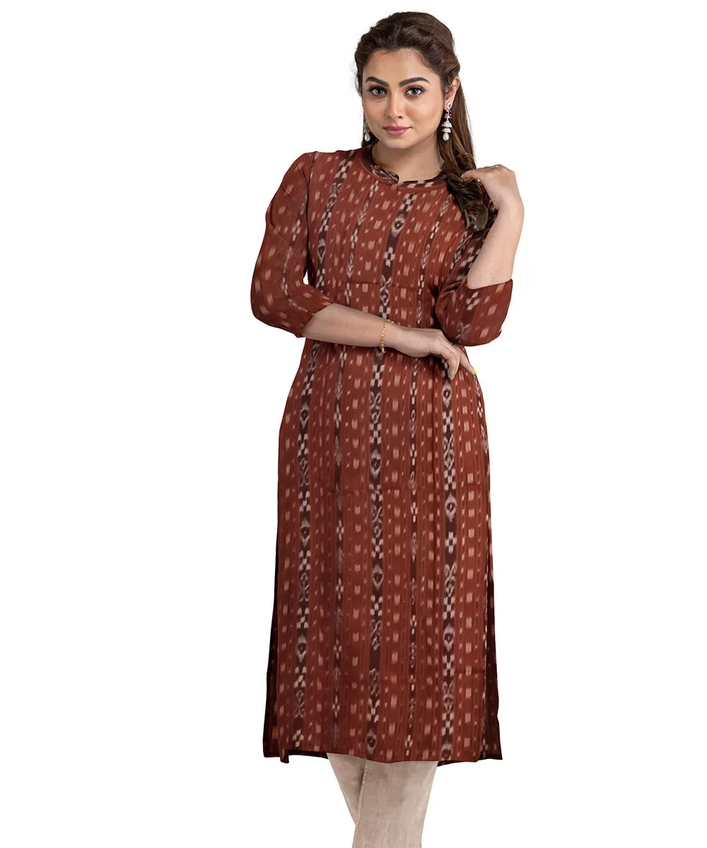 Maroon rust handwoven cotton nuapatna dress material