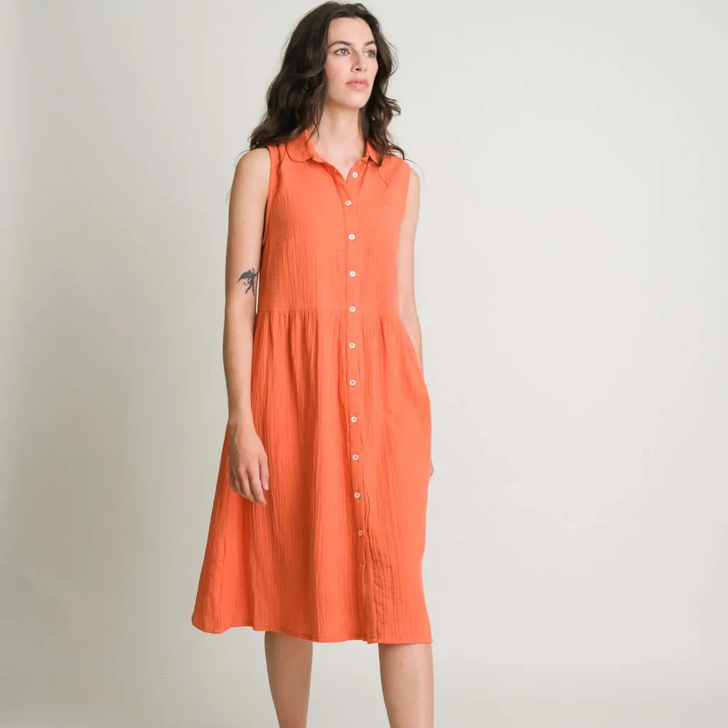 Matilda Cotton Midi Dress | Orange