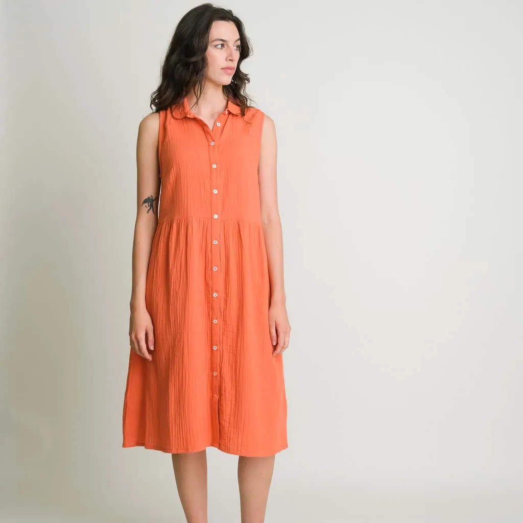 Matilda Cotton Midi Dress | Orange