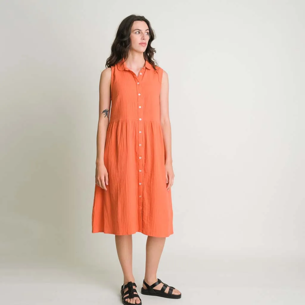 Matilda Cotton Midi Dress | Orange