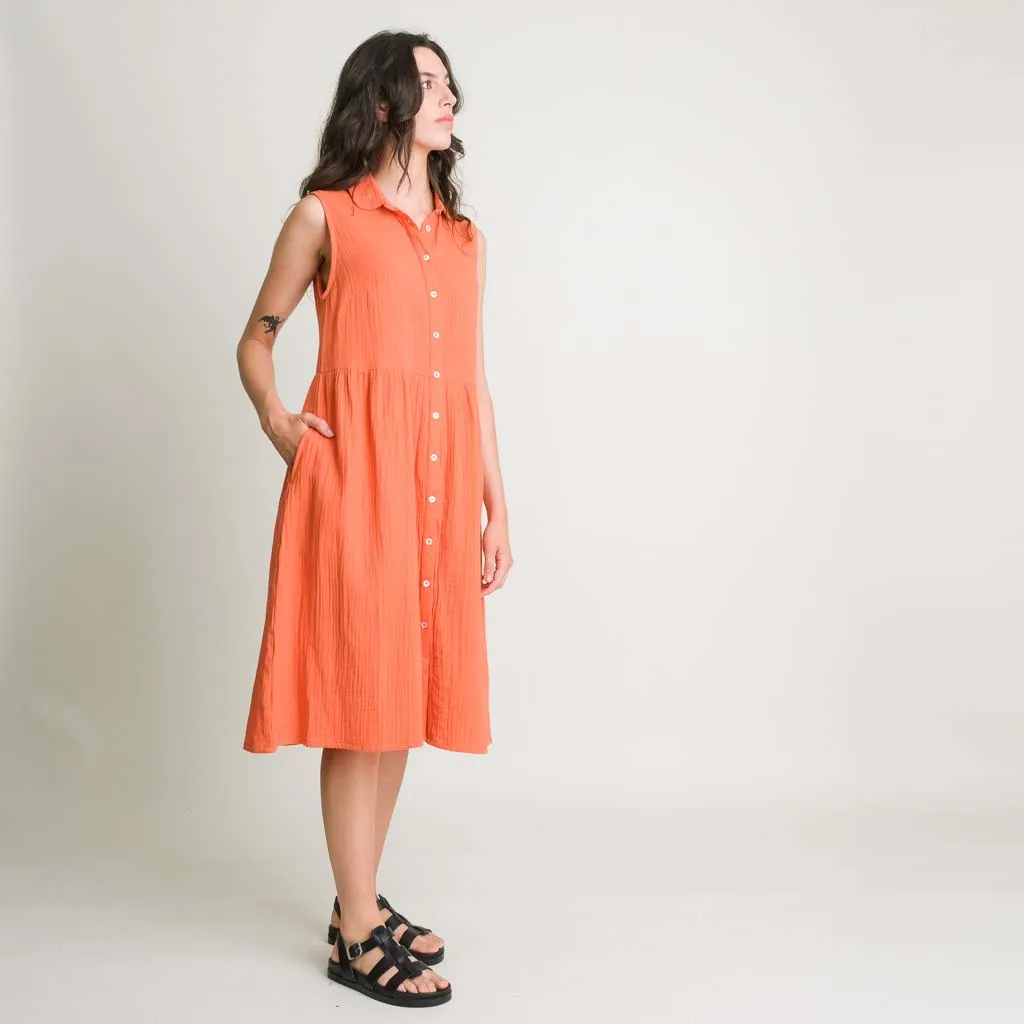 Matilda Cotton Midi Dress | Orange