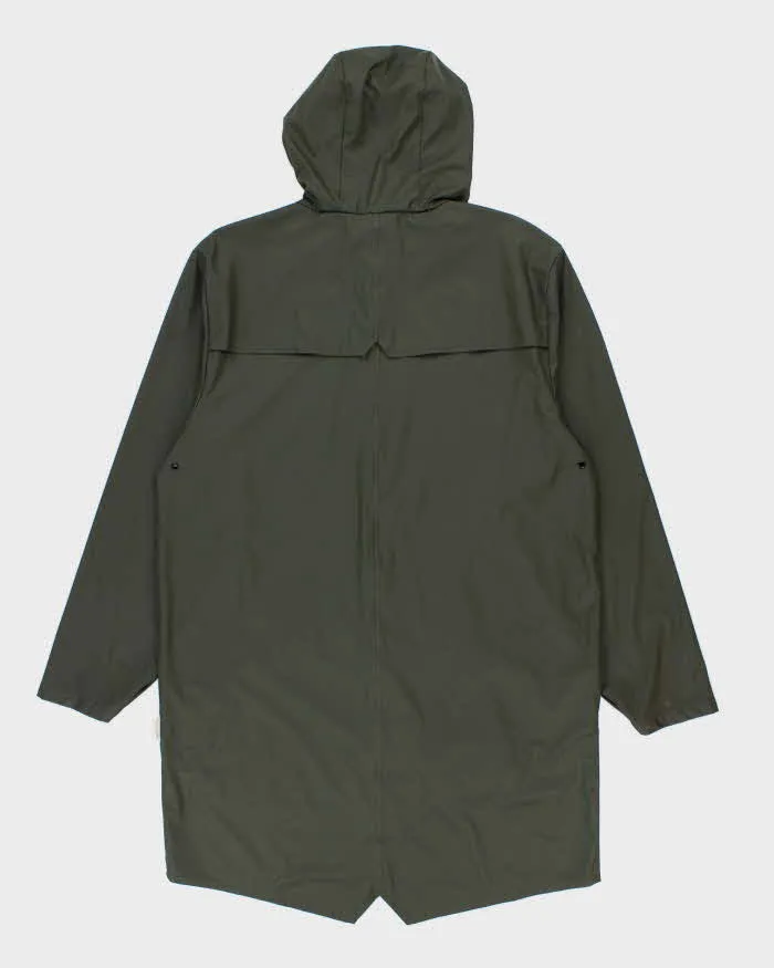 Men's Green Rains Waterproof Long Line Hooded Jacket - M