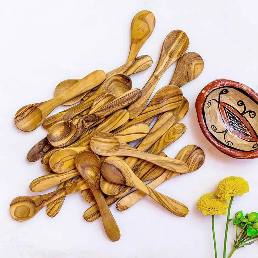 Mixing, measuring, or eating spoon sustainably handcarved out of olivewood - 3.5 long