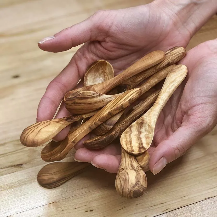 Mixing, measuring, or eating spoon sustainably handcarved out of olivewood - 3.5 long