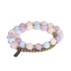 Morganite Aquamarine Wrist Mala Bracelet