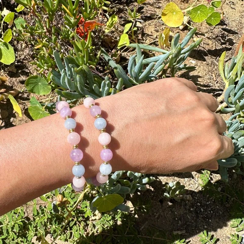 Morganite Aquamarine Wrist Mala Bracelet