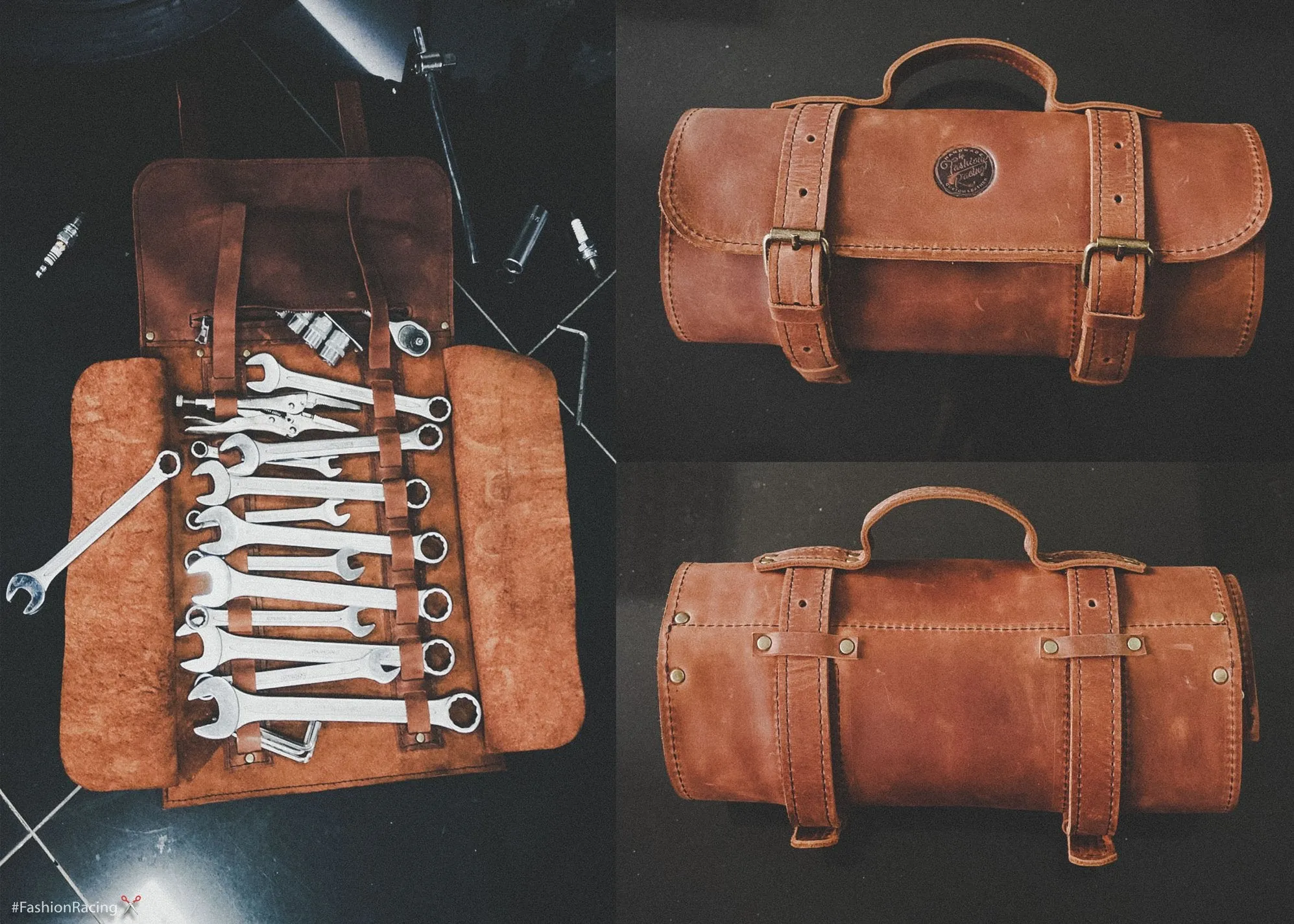 Motorcycle Leather Tool Roll | Personalized Gift for Men | Chisel Bag