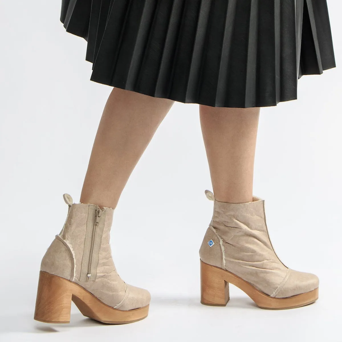 My Clog Vegan Leather Heeled Boots | Beige