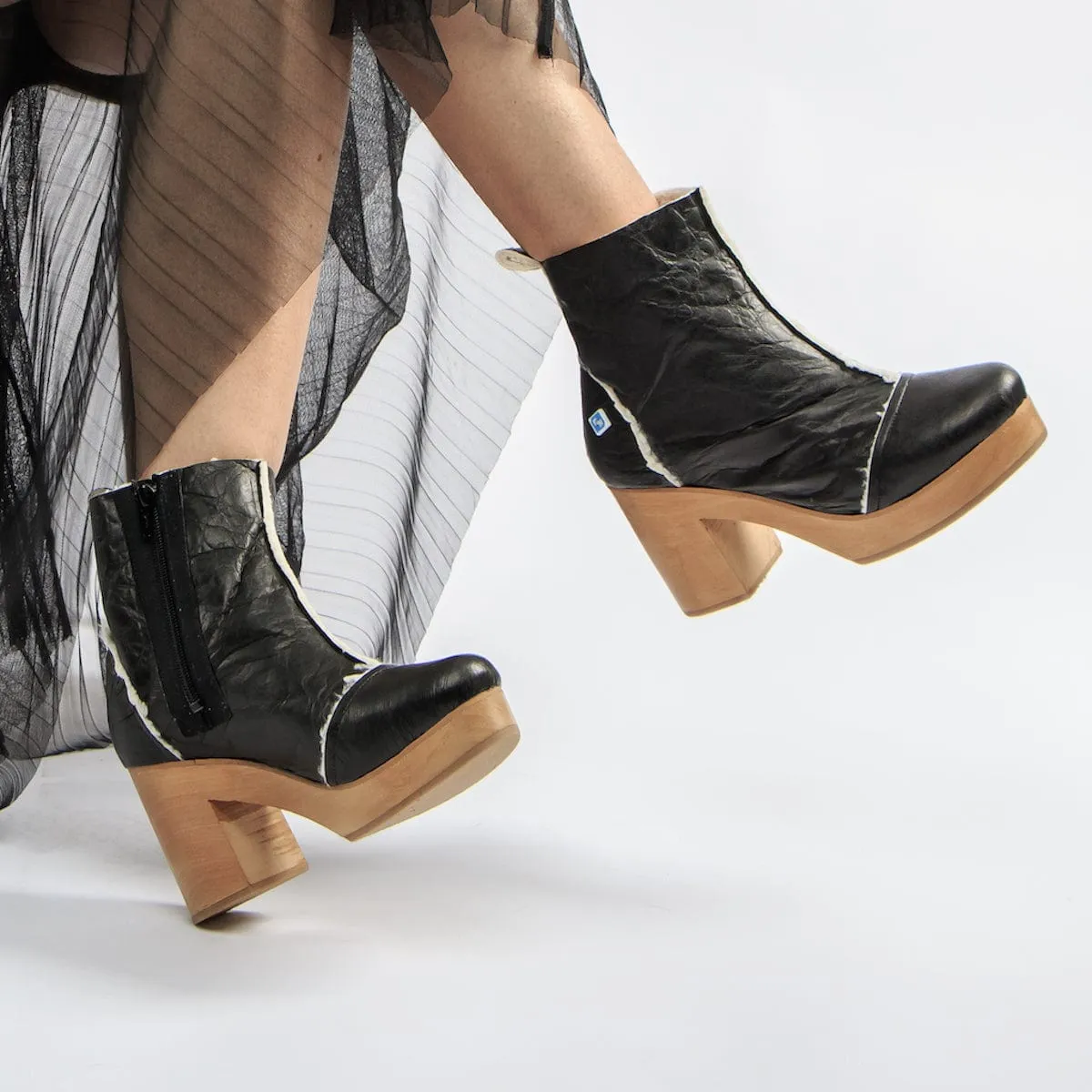 My Clog Vegan Leather Heeled Boots | Black