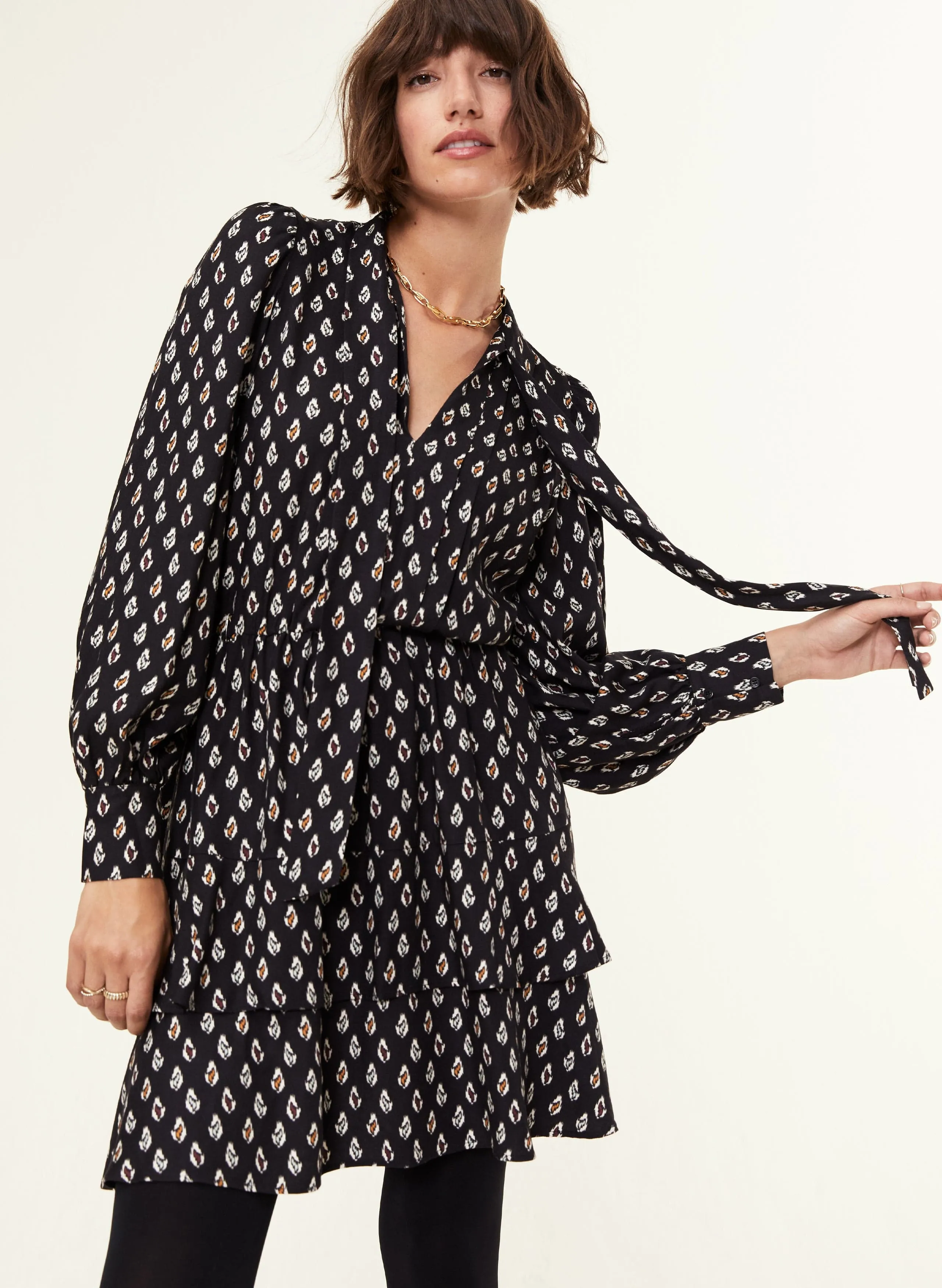 Odile LENZING ECOVERO Dress | Black Ikat Geo