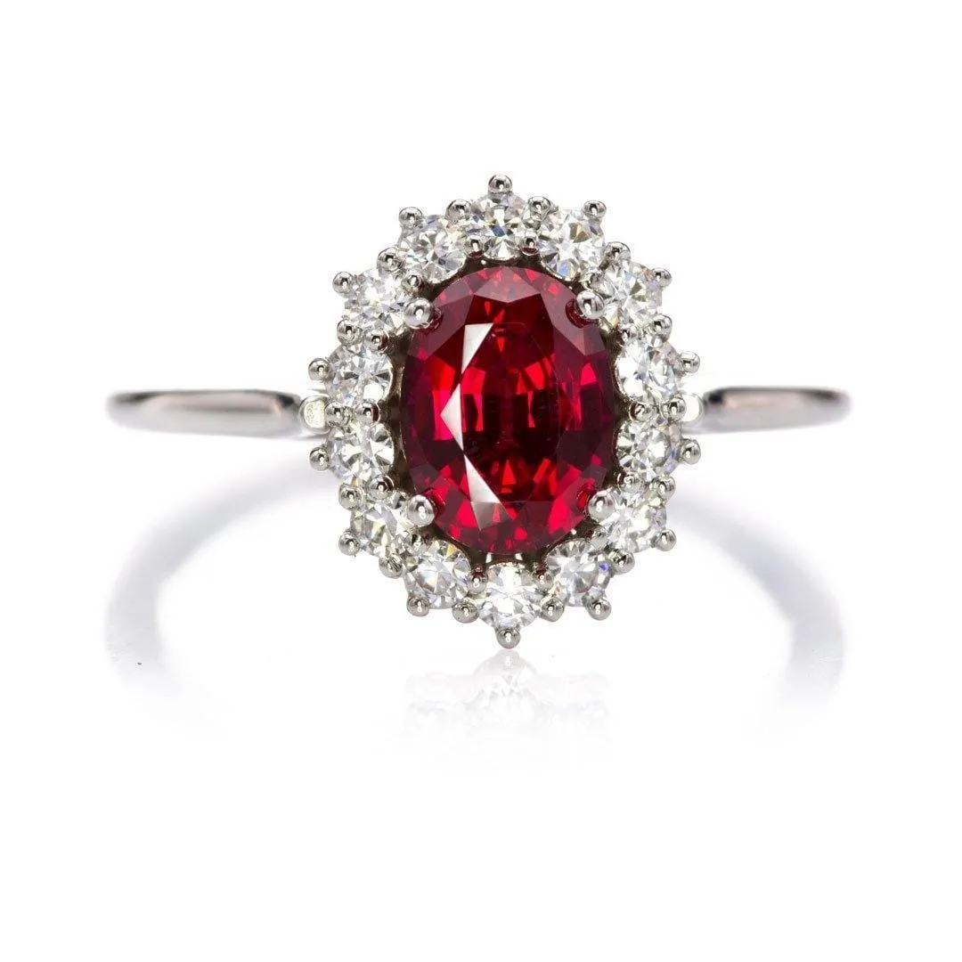 Oval Cut Lab Created Ruby Gemstone