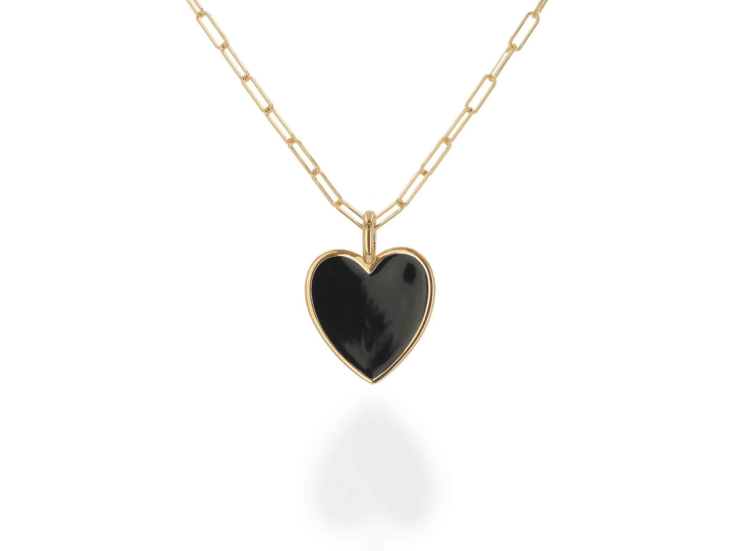 Oversize Black Enamel Heart Charm