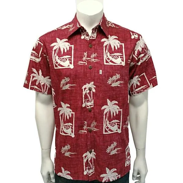 Palm Canoe Reverse Print Aloha Shirt