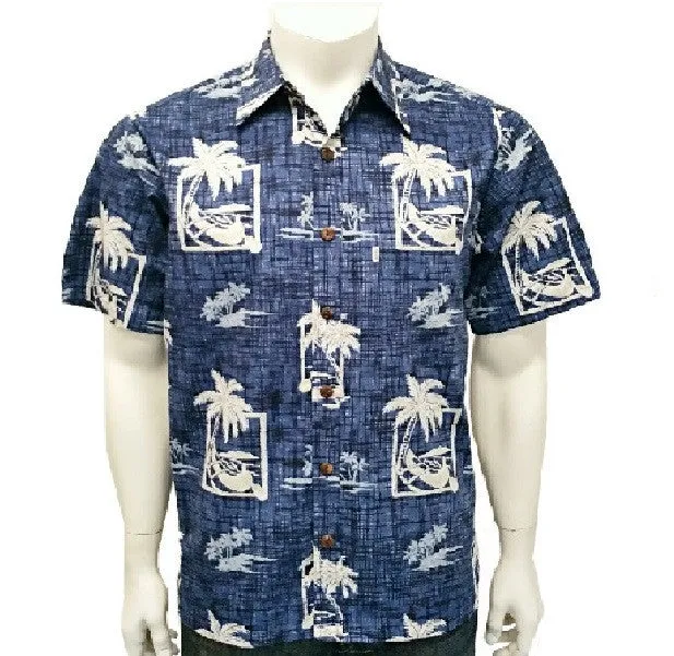 Palm Canoe Reverse Print Aloha Shirt