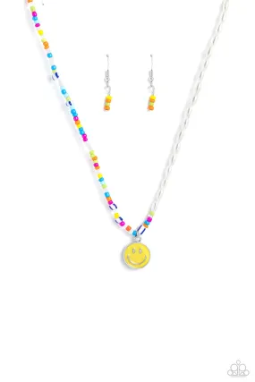 Paparazzi Smiling Showdown Yellow Necklace & Earring Set