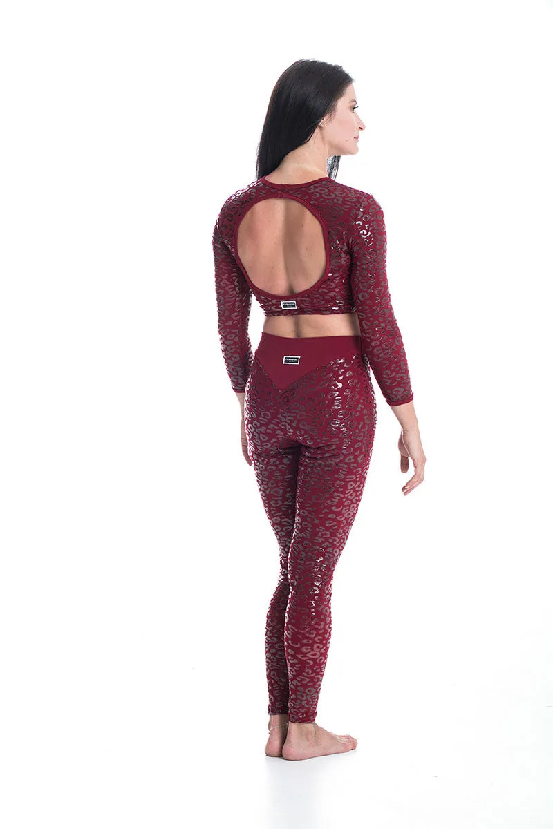 Paradise Chick Superhero Series Ultra Grip Crop Top - Cherry Leopard