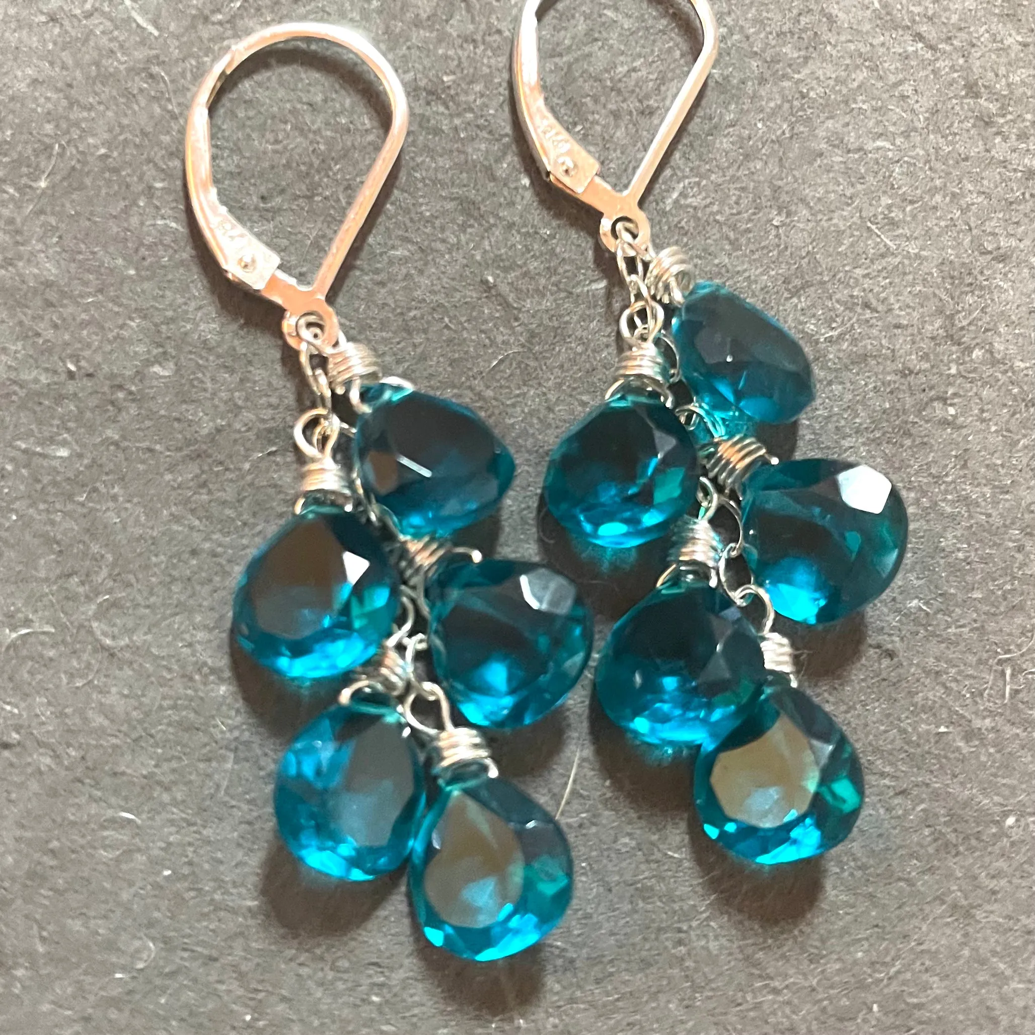 Paraiba blue cascade earrings