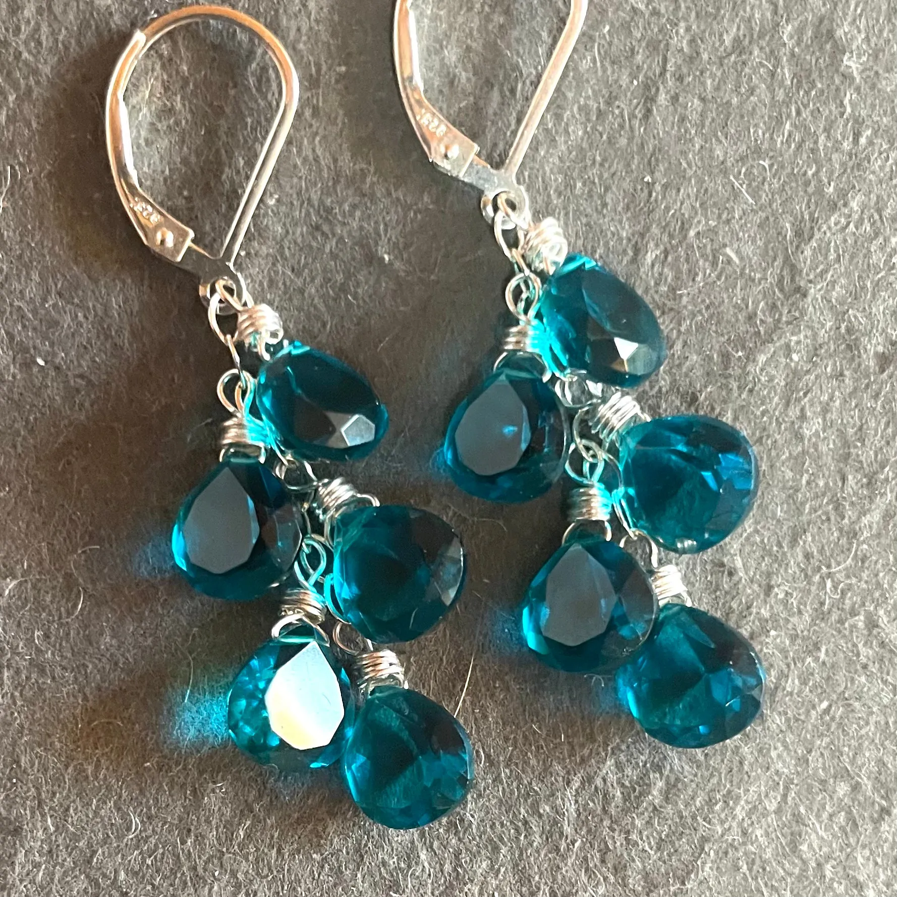 Paraiba blue cascade earrings