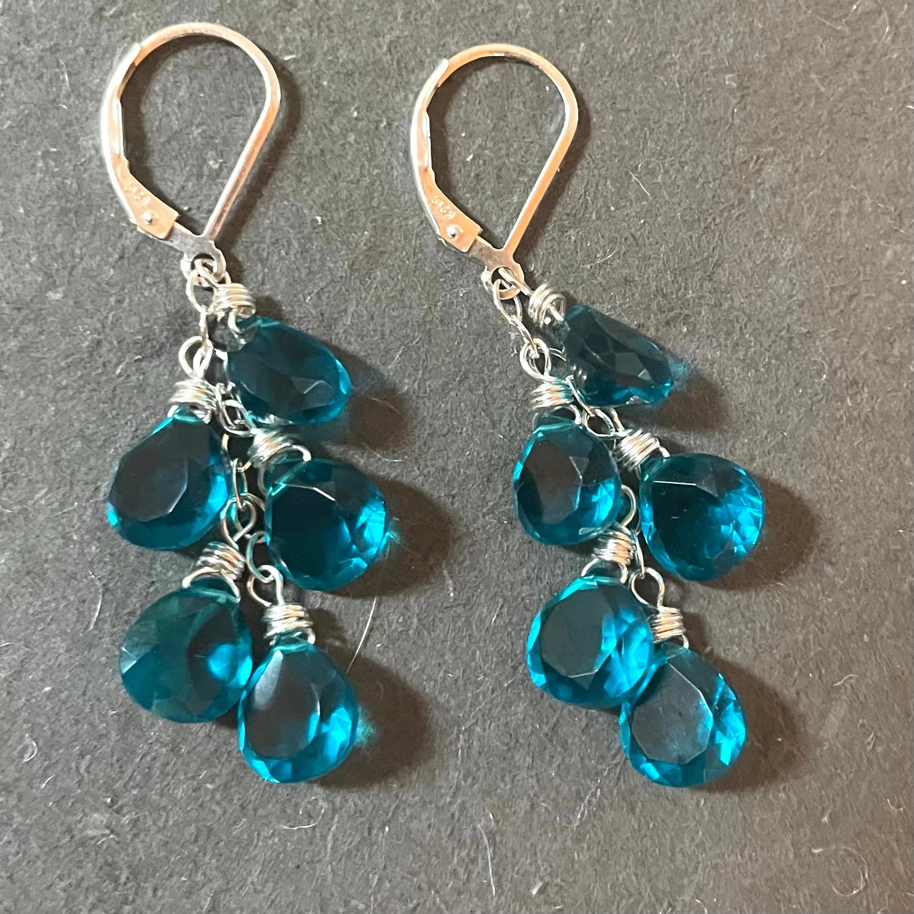 Paraiba blue cascade earrings