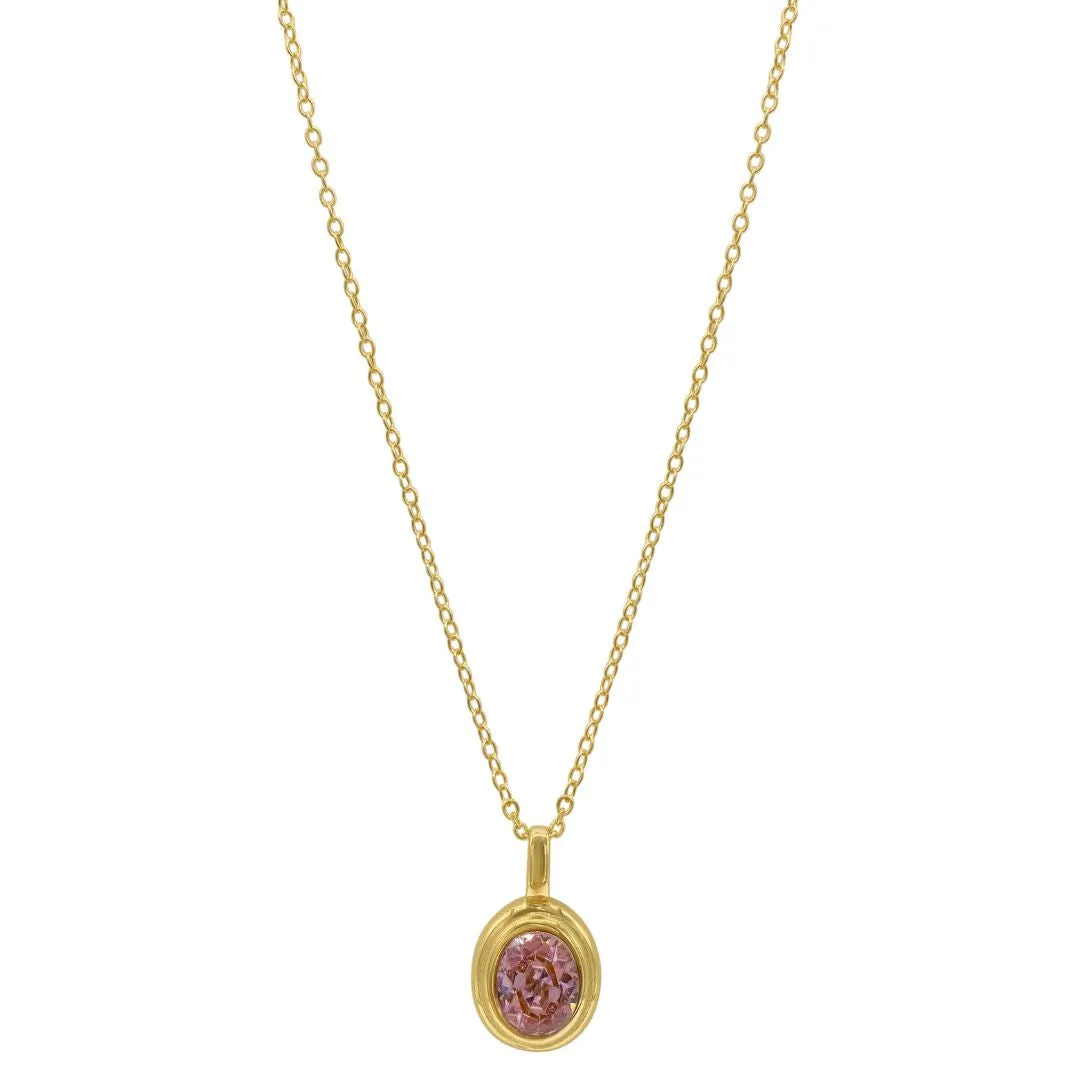 Pink Stone Necklace gold