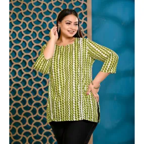 Plus Size Cotton Women's Top Green