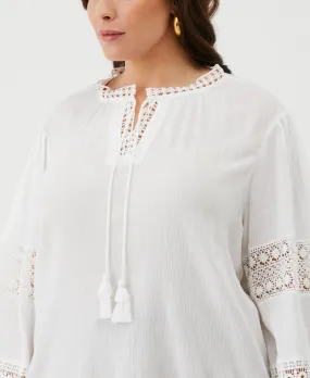 Plus Size Embroidered Puff Sleeve Blouse