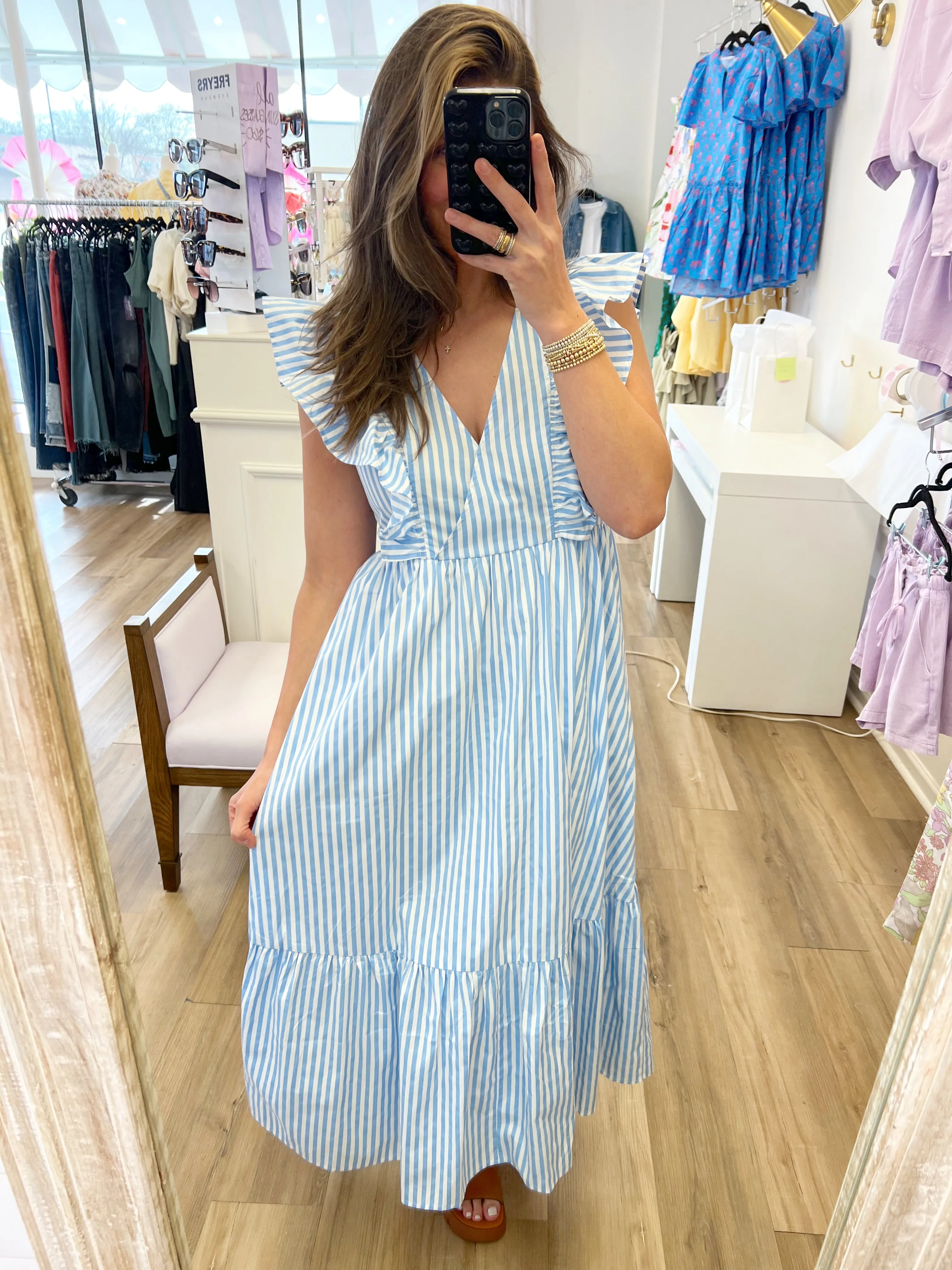 Poplin Surplice Midi Dress