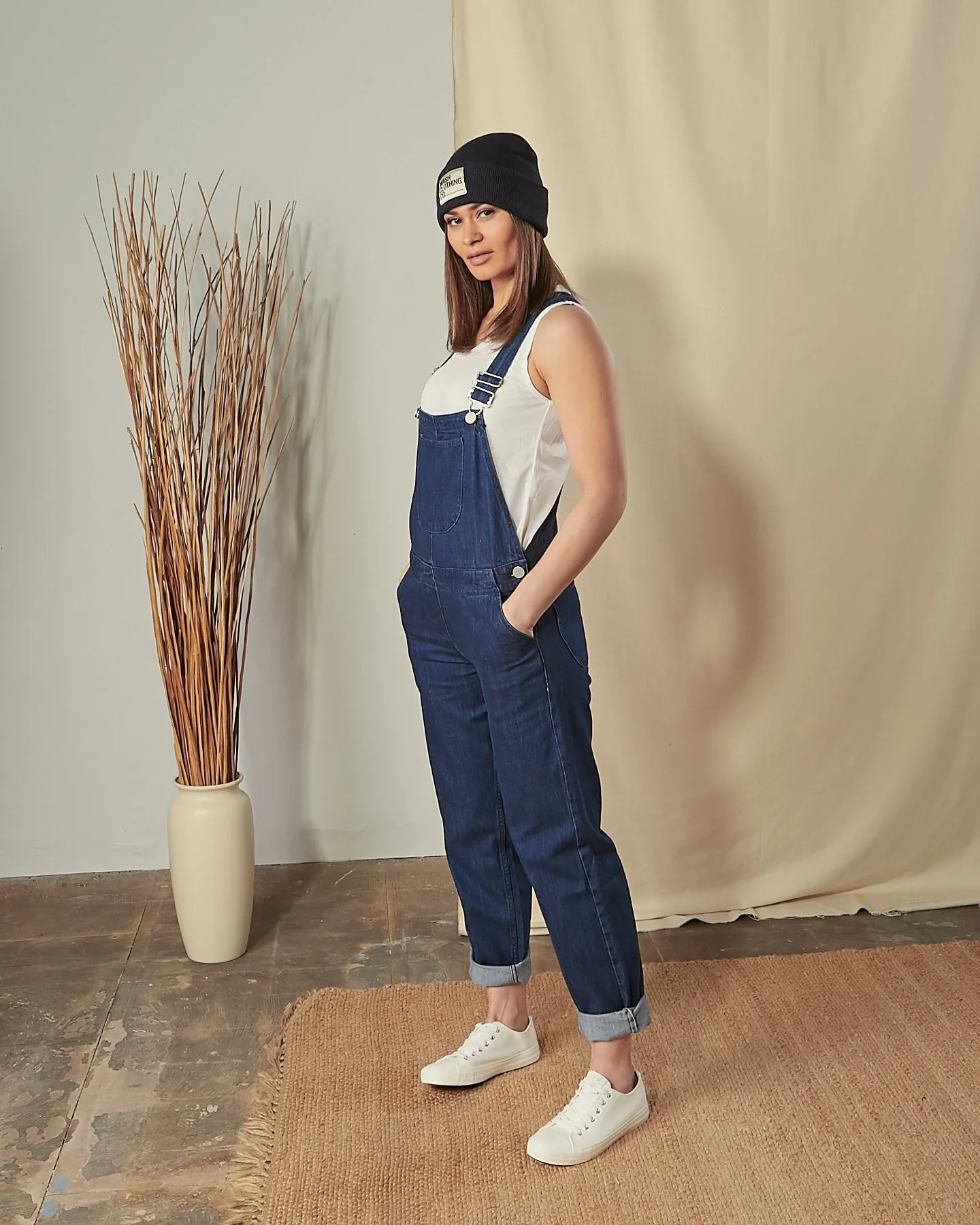 PRUE Regular Fit Denim Dungarees - Blue