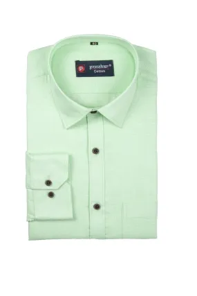 Punekar Cotton Light Green Color Silky Linen Cotton Shirt for Men's.