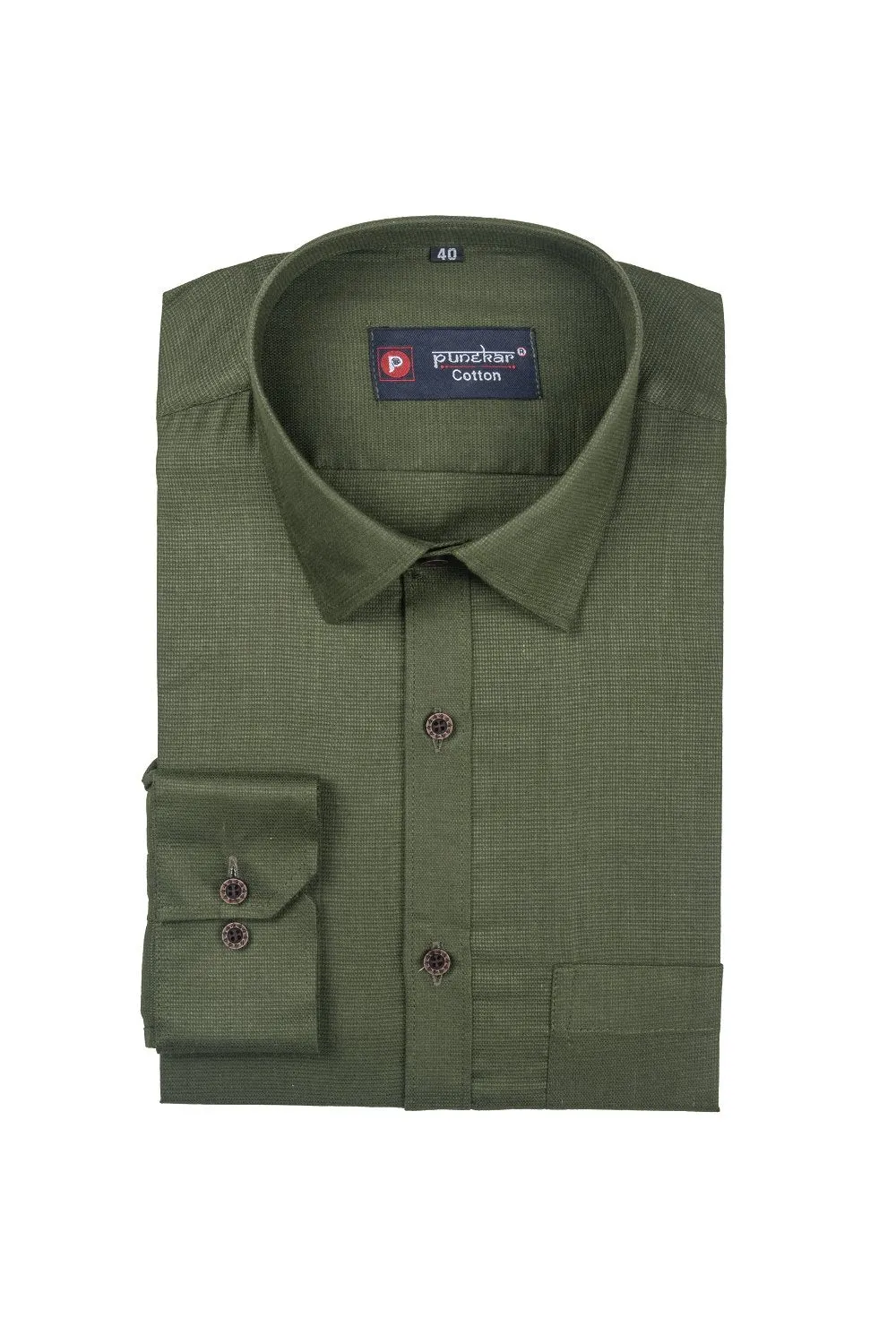 Punekar Cotton Mehandi Color Silky Linen Cotton Shirt for Men's.