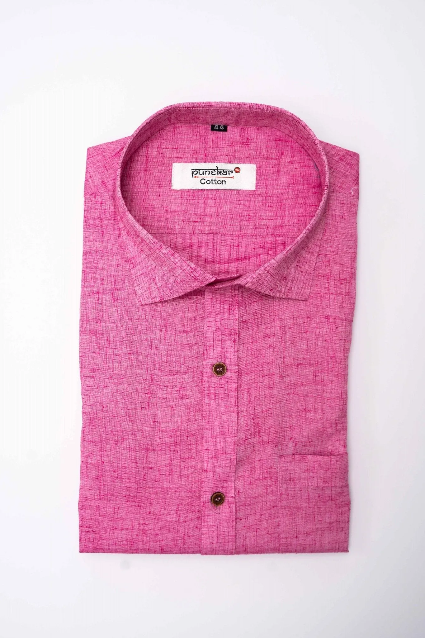 Punekar Cotton Pink Color Pure Cotton Handmade Formal Shirt for Men's.