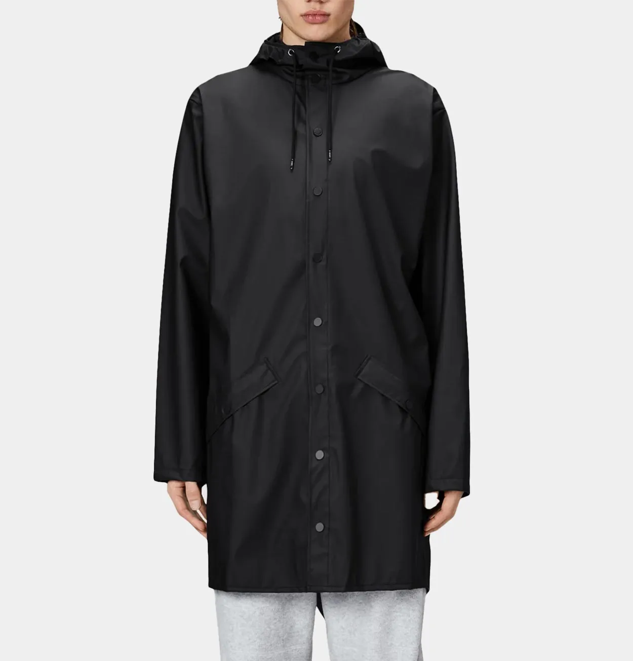 RAINS Long Jacket in Black