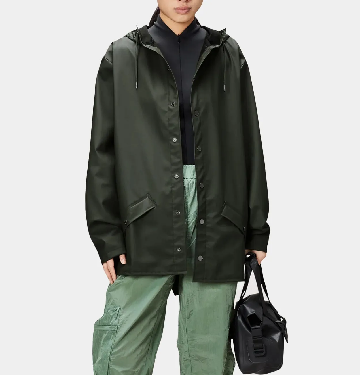 RAINS Long Jacket in Green