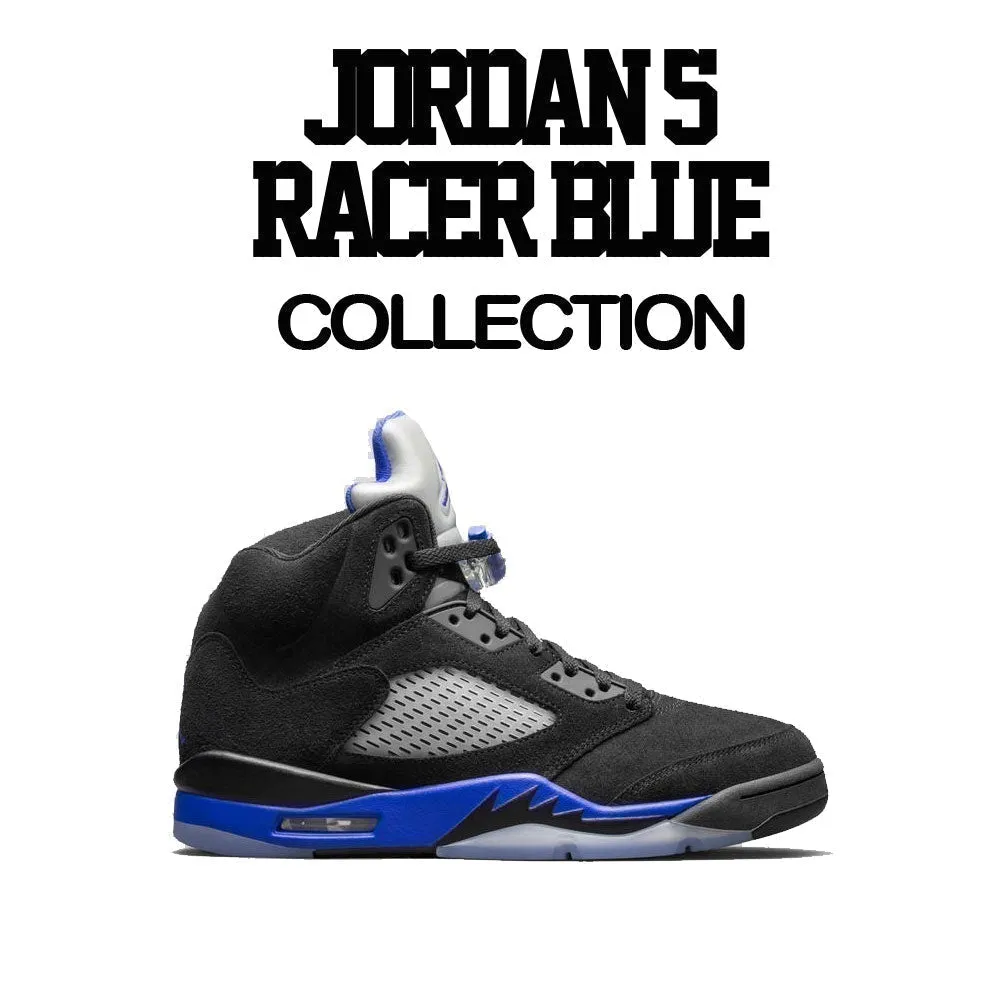 Retro 5 Racer Blue Shirt - Raging Face - Blue