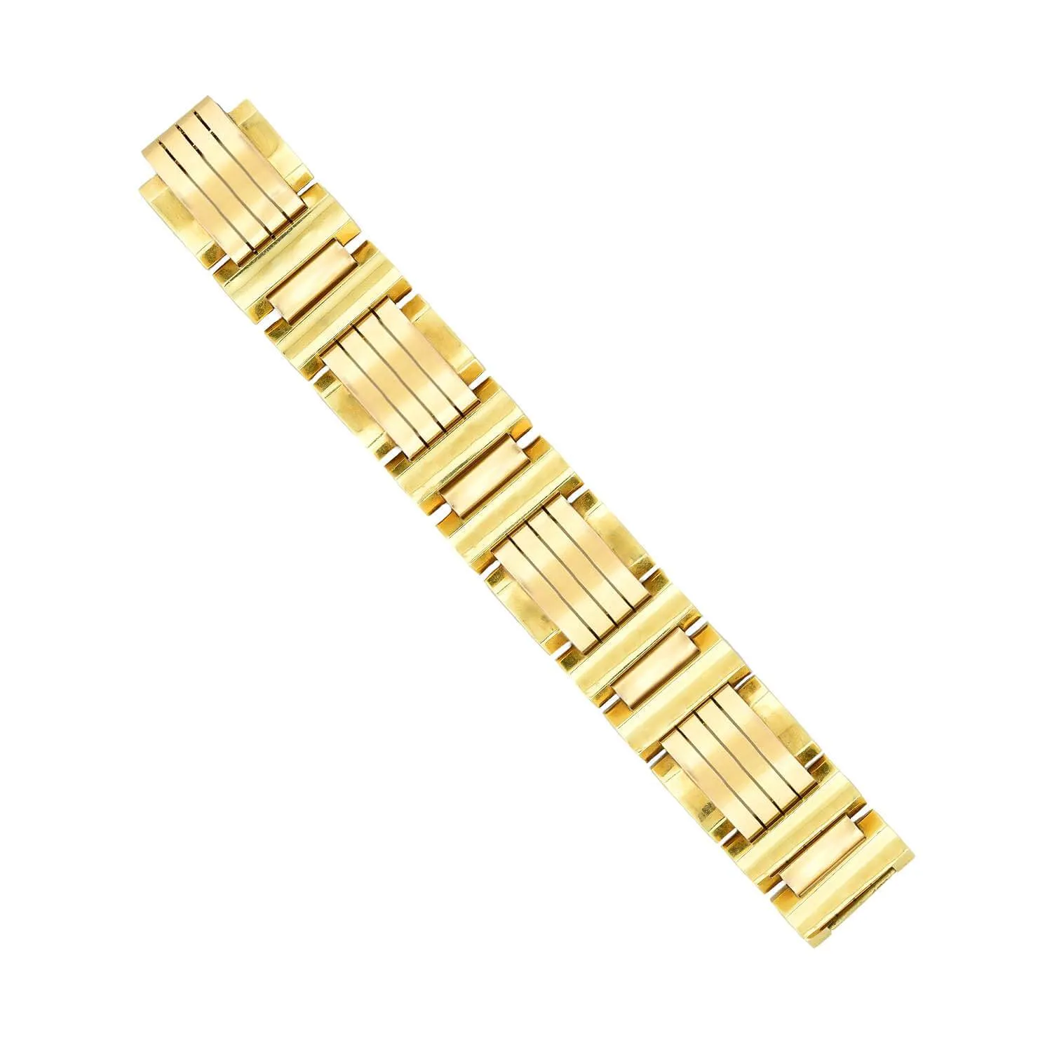 Retro French 18kt Mixed Metals Geometric Link Bracelet