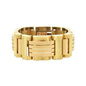 Retro French 18kt Mixed Metals Geometric Link Bracelet