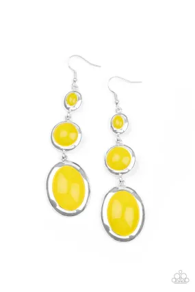 Retro Reality - Yellow Paparazzi Earrings