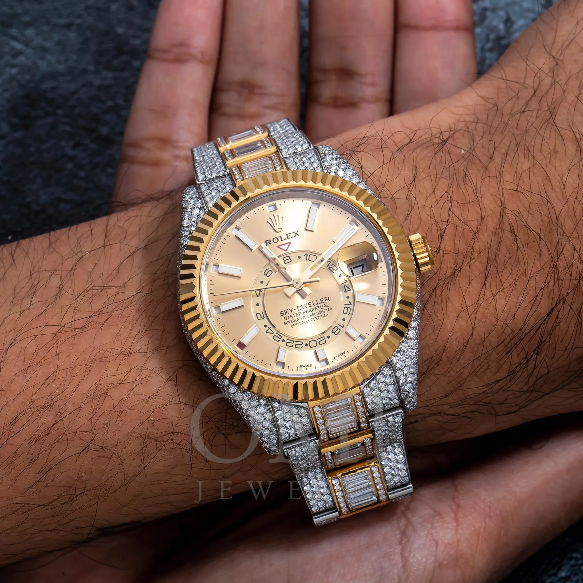 Rolex Sky-Dweller 326933 42MM Champagne Dial With 25.87 CT Diamonds