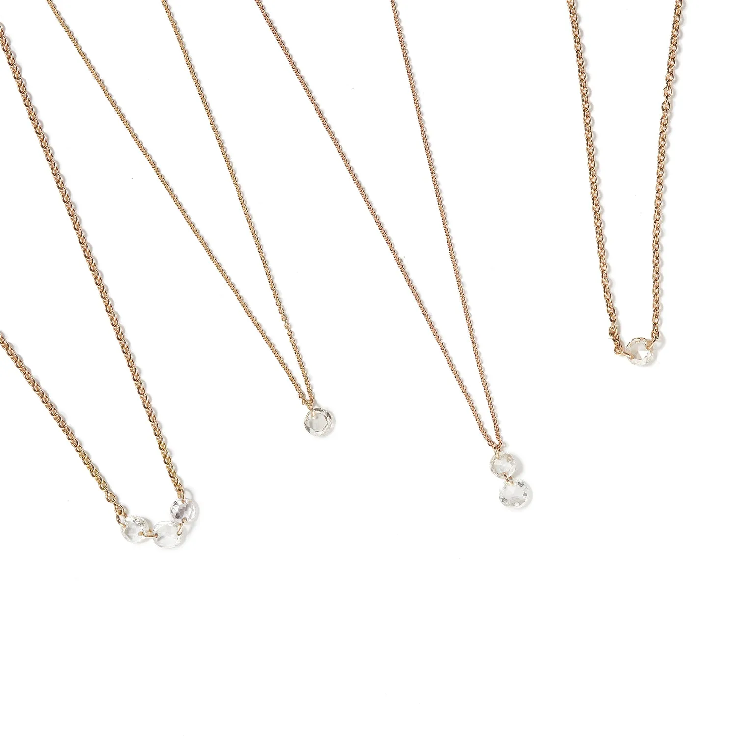 Rose Gold Necklace with Diamond Trio