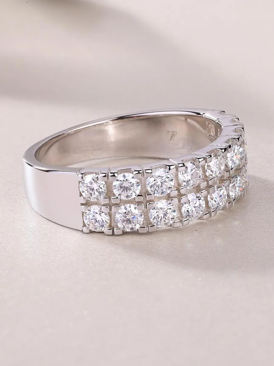 RSR-124 Moissanite Diamond Geometric Dainty Band Ring