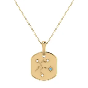 Sagittarius Archer Blue Topaz & Diamond Constellation Tag Pendant Necklace